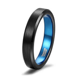 Black Blue Inside 4/6/8mm Tungsten Rings Mens and Womens Finger Band Cool Rings Classic Wedding Engagement Bands