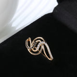 Modern Luxury Rolled 14K Rose Gold Black AAA Zircon Crystals Elegant Winding Lady's Easy Match Rings For Women