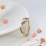 Luxury Rolled 14K Rose Gold AAA Two Cross Black White Zircon Diamonds Ring - Fashion Fine Summer Trend Jewelry