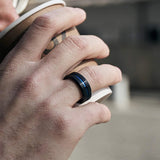 New Arrival Popular Thin Blue Line 8mm Black Tungsten Carbide Rings Wedding Bands Vintage Jewelry