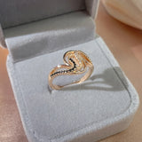 Modern Luxury Rolled 14K Rose Gold Black AAA Zircon Crystals Elegant Winding Lady's Easy Match Rings For Women