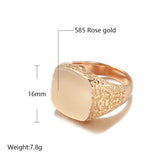 Hot Fashion Big Glossy Simple Square Design Exquisite Relief 14K Filled Rose Gold Men's Rings Fine Jewelry Gift