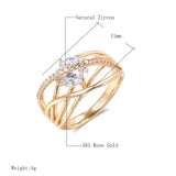Heart & Arrow Cupid Cut Rolled 14K Rose Gold Large Single Row Micro Inlay AAA Zircon Crystals Rings, Fine Jewelry