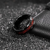 Amazing Tungsten Black Ring for Men Celtic Dragon Inlay Red/Green 8mm Mens Wedding Bands Male Comfort Fit Size 7-13