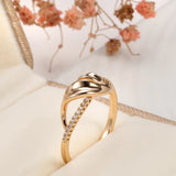Superb Hearts and Arrows 14K Rolled Rose Gold AAA+ White CZ Diamonds Hollow Single Row Diamond Rings Fine Jewelry