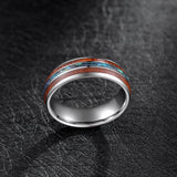 New Hawaiian Koa Wood and Abalone Shell 8mm Tungsten Carbide  Comfort Fit Rings Wedding Bands for Men Size 6-13