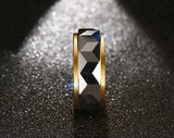 High Quality Gold Color 8mm Width Rhombus Design 100% Tungsten Carbide Men Rings - Wedding Engagement Male Jewelry