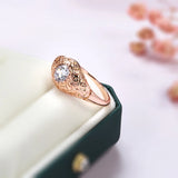 14K Rolled Rose Gold Faith Ring Micro-wax Inlay AAA+ CZ Diamonds Rings Women - Fine Religious Jewelry