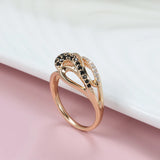 Exquisite Hollow Luxury Circle Design 14K Rose Gold Rings Black AAA Zircon Diamonds Rings For Women Party Jewelry