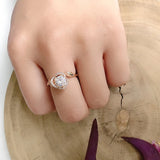Awesome Lucky Flower AAA Zircon Diamonds Rose Flower Filled 14K Rose Gold Vintage Style Rings Vintage Fine Jewelry