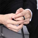 Black Ring with Blue Line Brushed Dark Color 6mm 8mm Women and Men Tungsten Carbide Daily Jewelry Unisex Chic Rings
