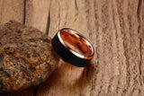 High Quality Classic  Rose-Gold Color 8mm Mens Basic Tungsten Carbide Ring Male Wedding Jewelry