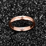Stunning 4mm Width Hammered Finish Rose Gold Color Tungsten Carbide Comfort Fit  Ring - Wedding Band for Women