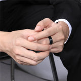 Black Ring with Blue Line Brushed Dark Color 6mm 8mm Women and Men Tungsten Carbide Daily Jewelry Unisex Chic Rings
