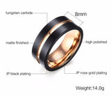 High Quality 8mm Width Men Rings 100% Tungsten Metal Black & Gold-color Ring - Mens Jewelry