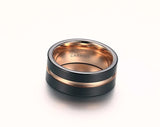 High Quality 8mm Width Men Rings 100% Tungsten Metal Black & Gold-color Ring - Mens Jewelry