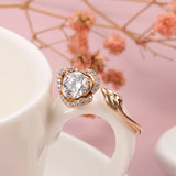 Awesome Lucky Flower AAA Zircon Diamonds Rose Flower Filled 14K Rose Gold Vintage Style Rings Vintage Fine Jewelry