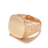 Hot Fashion Big Glossy Simple Square Design Exquisite Relief 14K Filled Rose Gold Men's Rings Fine Jewelry Gift