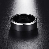Classic Matte Finish Polished Beveled Edge Men's 8mm Black Brushed Tungsten Comfort Fit Wedding Band Rings