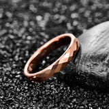 Stunning 4mm Width Hammered Finish Rose Gold Color Tungsten Carbide Comfort Fit  Ring - Wedding Band for Women