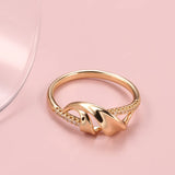 Superb Hearts and Arrows 14K Rolled Rose Gold AAA+ White CZ Diamonds Hollow Single Row Diamond Rings Fine Jewelry
