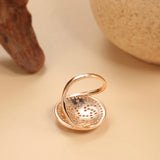Luxury Design Big Size Filled 14K Rose Gold Round Rings For Women AAA Zircon Diamonds Full Paved Fine Jewelry