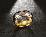 High Quality Gold Color 8mm Width Rhombus Design 100% Tungsten Carbide Men Rings - Wedding Engagement Male Jewelry