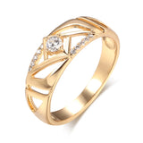 New Fashion Eternal Vintage 14K Rolled Rose Gold Ring with AAA+ Cubic Zirconia Diamonds - Fine Party Jewelry