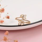 Romantic 14K Filled Rose Gold Shiny AAA Zircon Diamonds Vintage Trendy Crystal Flower Women's Ring Quality Jewelry