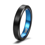 Black Blue Inside 4/6/8mm Tungsten Rings Mens and Womens Finger Band Cool Rings Classic Wedding Engagement Bands
