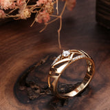 New Fashion Eternal Vintage 14K Rolled Rose Gold Ring with AAA+ Cubic Zirconia Diamonds - Fine Party Jewelry