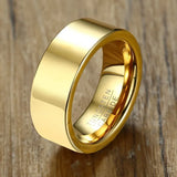 New Arrival Popular Line 8MM High Polished Gold Color Classic Tungsten Carbide Rings for Men - Wedding Band