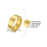 New Arrival Popular Line 8MM High Polished Gold Color Classic Tungsten Carbide Rings for Men - Wedding Band