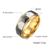 Luxury New Fashion 8mm High Quality Tungsten Steel Geometric Rings For Men Wedding Engagement Bands