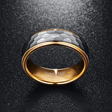 Splendid Hammered Finish Gold Plating Edge Men's 8mm Tungsten Carbide Ring Wedding Band