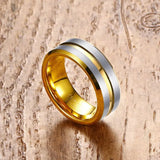 New Arrival High Quality Gold-color  8mm Tungsten Rings for Men - Men's Ring Gift  Jewelry