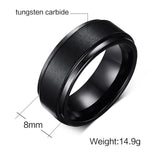 High Quality Matte Brushed Center Black Pure 8MM Tungsten Carbide Mens Wedding Bands Rings - Mens Jewelry