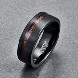 Fabulous 8MM Electroplated Black Matte Surface Acacia Tungsten Carbide Cool Men's Party Jewelry Wedding Bands