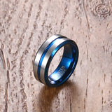 High Quality New Arrival Thin Blue Line 8MM  Tungsten Ring Wedding Brands Tungsten Carbide Rings for Men Jewelry