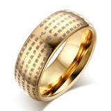 Amazing High Quality Engraved Chinese Buddhist Texts Tungsten Rings for Men - Religions Lucky Jewelry