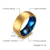 New Arrival Classic Men's Blue Tungsten Ring Classical Gold-color Rings Men Tungsten Jewelry