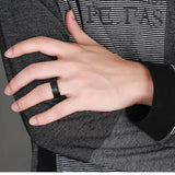 High Quality Matte Brushed Center Black Pure 8MM Tungsten Carbide Mens Wedding Bands Rings - Mens Jewelry