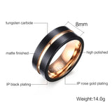 High Quality 8mm Width Men Rings 100% Tungsten Metal Black & Gold-color Ring - Mens Jewelry