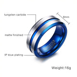 High Quality New Arrival Thin Blue Line 8MM  Tungsten Ring Wedding Brands Tungsten Carbide Rings for Men Jewelry