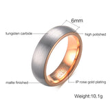 High Quality Brushed Black Basic Wedding Engagement Bands 6mm Wide US Size 7-16 Tungsten Rings for Men