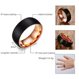 Black Interface Matt Surface Tungsten Carbide Rings for Men 8mm Wedding Bands, Classic Men Jewelry Anniversary Gift