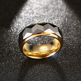High Quality Gold Color 8mm Width Rhombus Design 100% Tungsten Carbide Men Rings - Wedding Engagement Male Jewelry