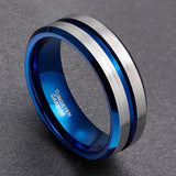 New Arrival Popular Thin Blue Line 8mm Black Tungsten Carbide Rings Wedding Bands Vintage Jewelry
