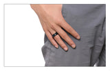 Superb Matte Finished Blue Carbon Fiber Groove Black Tungsten Carbide Wedding Bands For Men, Women -  Rings Jewelry
