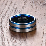 High Quality New Arrival Thin Blue Line 8MM  Tungsten Ring Wedding Brands Tungsten Carbide Rings for Men Jewelry